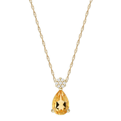 Lab Created Birthstone and Diamond Pendant in 10K Gold
