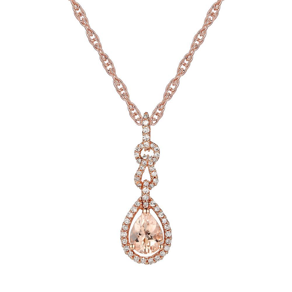 9ct Rose Gold Morganite Pendant Necklace