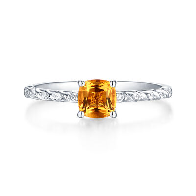 Citrine & Lab Created White Sapphire Layering Ring in Sterling Silver