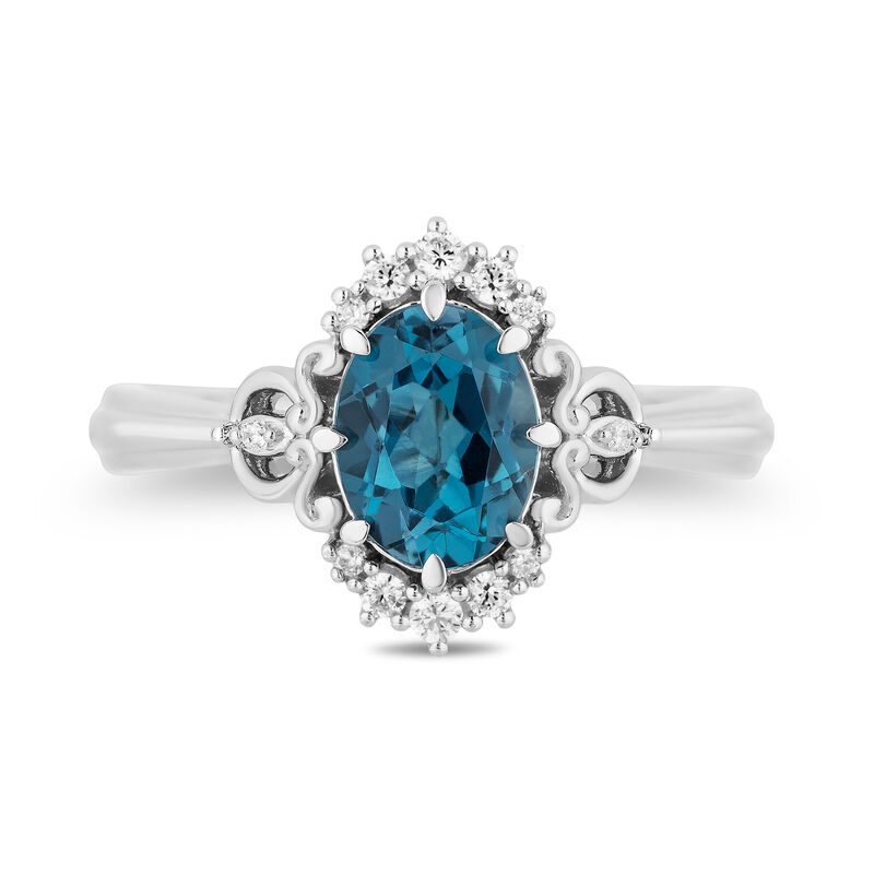 Cinderella Diamond and London Blue Topaz Ring in Sterling Silver &#40;1/8 ct. tw.&#41;