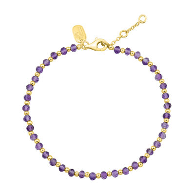 Purple Amethyst Beaded Bracelet in Vermeil, 7.5