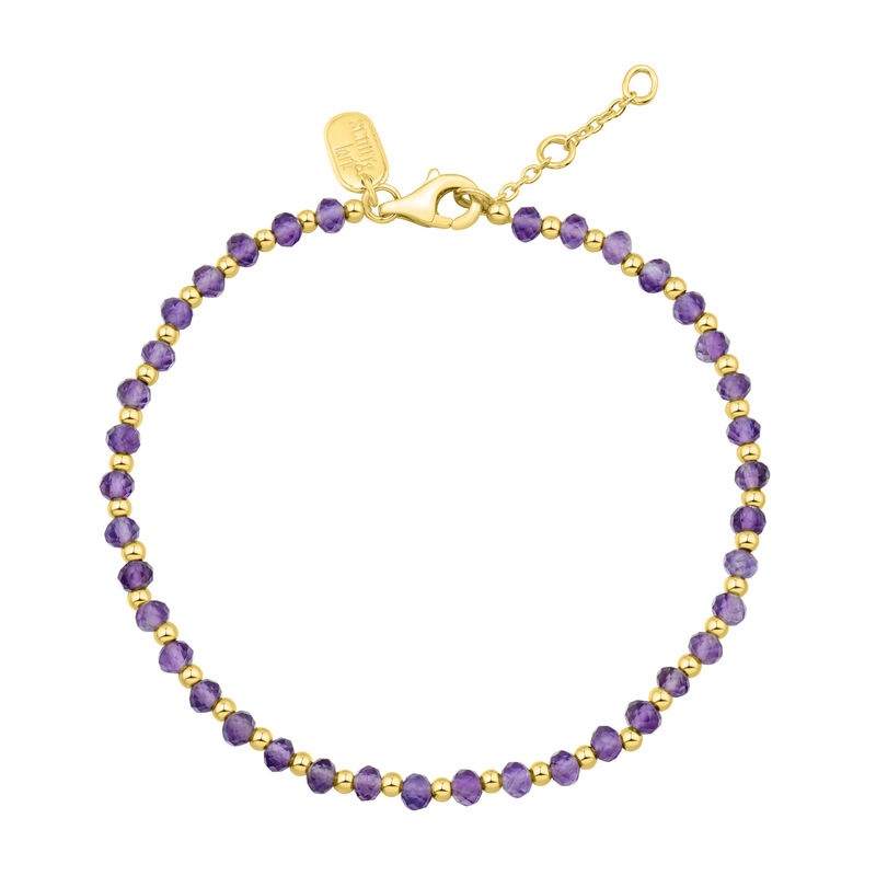 Purple Amethyst Beaded Bracelet in Vermeil, 7.5&quot;