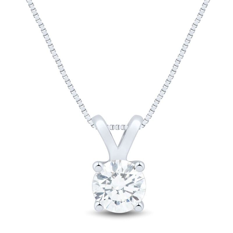 Lab Grown Diamond Round Solitaire Pendant In 14K Gold