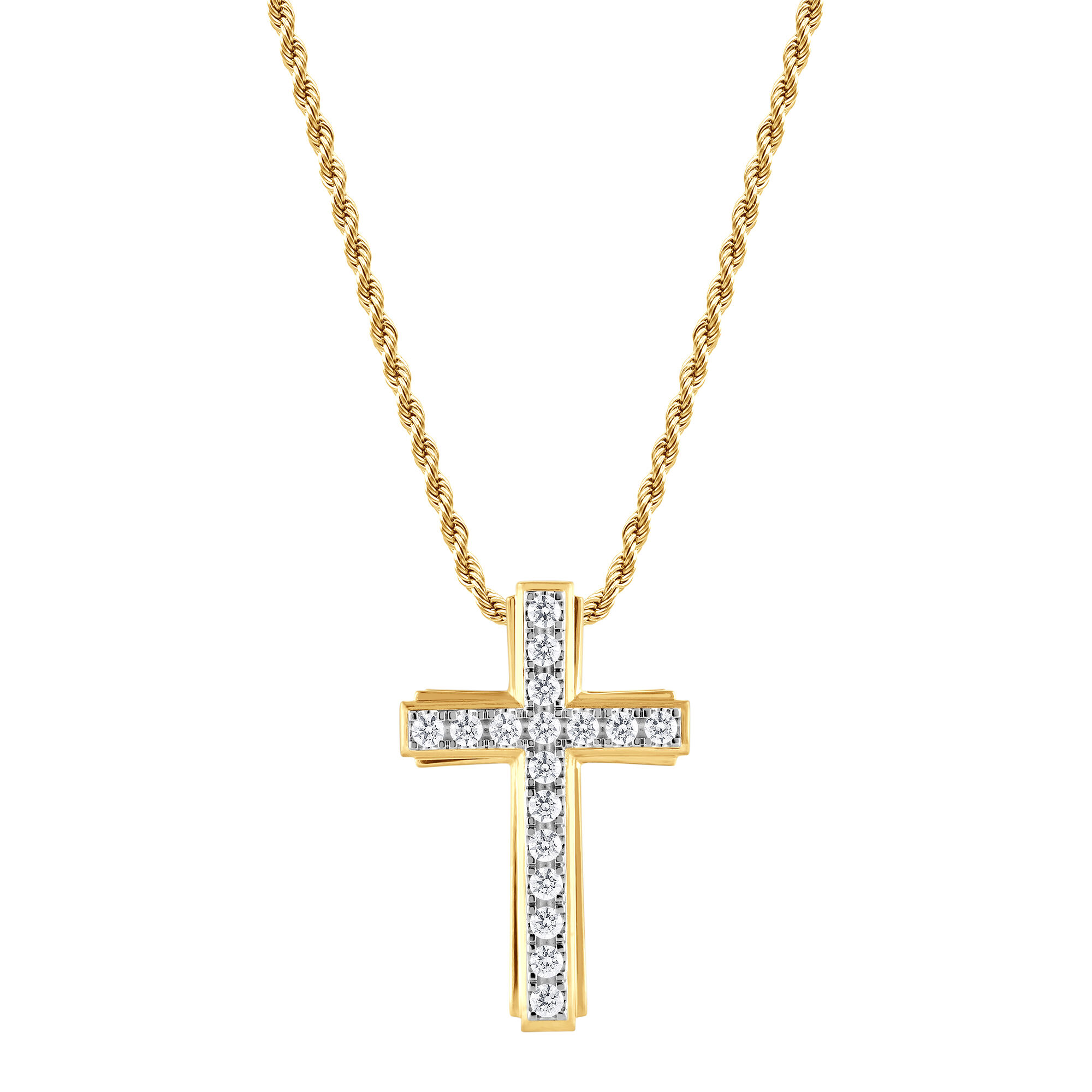 VESSO Rose Gold Diamond Cross Necklace | Lifetime Warranty