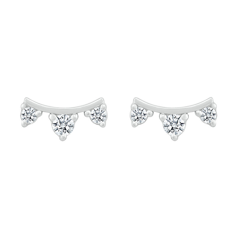 Diamond Curve Bar Stud Earrings in 10K White Gold &#40;1/10 ct. tw.&#41;