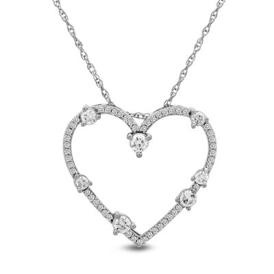 Diamond Heart Pendant in 10K White Gold (1/2 ct. wt.)