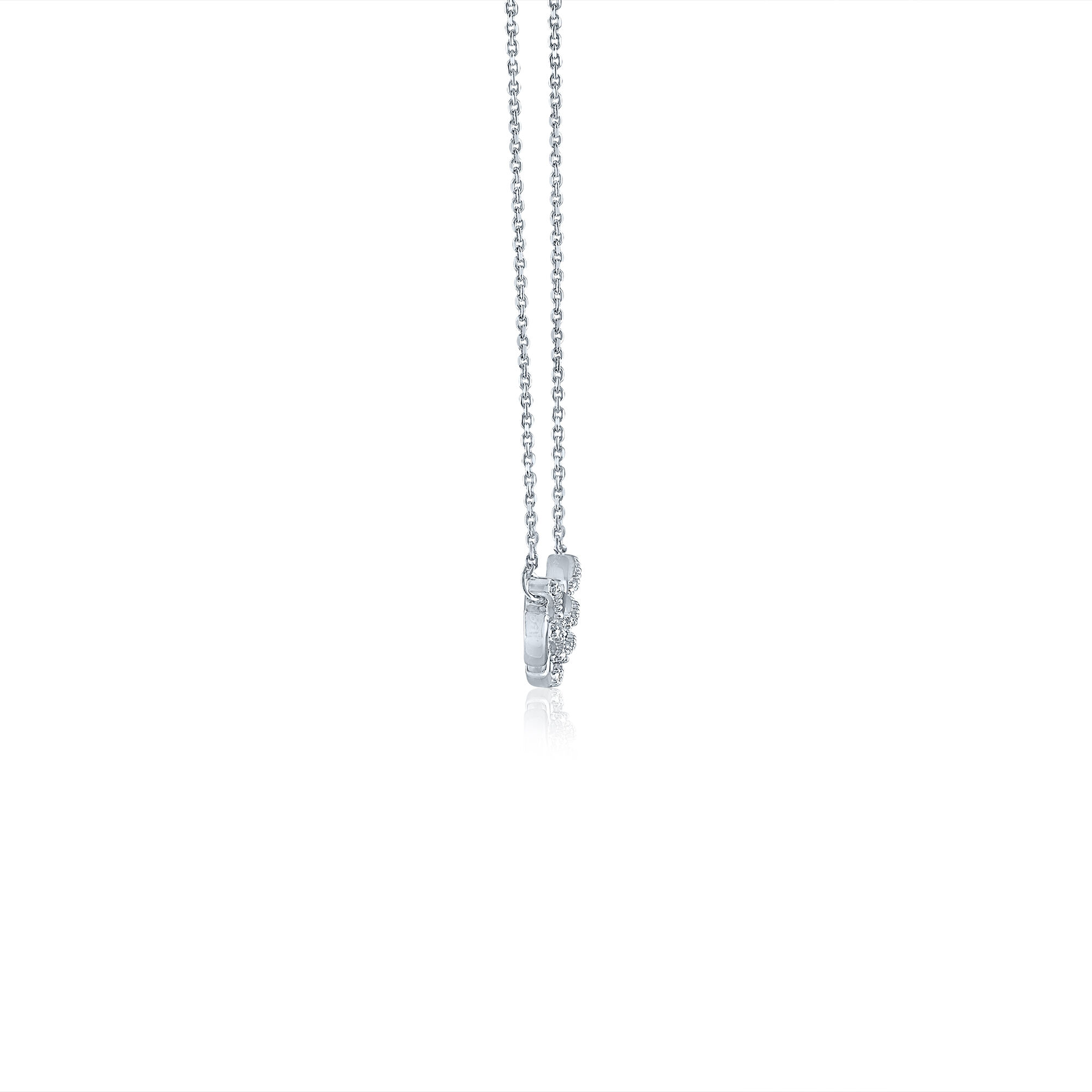 Chain Link Smile Necklace with Diamond Accents in Sterling Silver