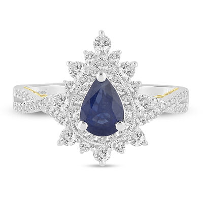 Ivy Pear-Shaped Blue Sapphire and Diamond Engagement Ring in 14K Gold (5/8 ct. tw.)