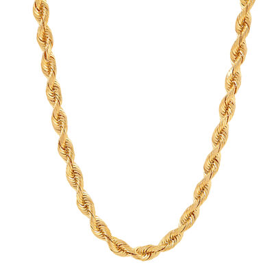 Silk Rope Chain in 14K Gold, 4.3MM, 20”