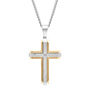 Cross Pendant with Diamond Accent in Stainless Steel and Yellow Ion-Plated Stainless Steel