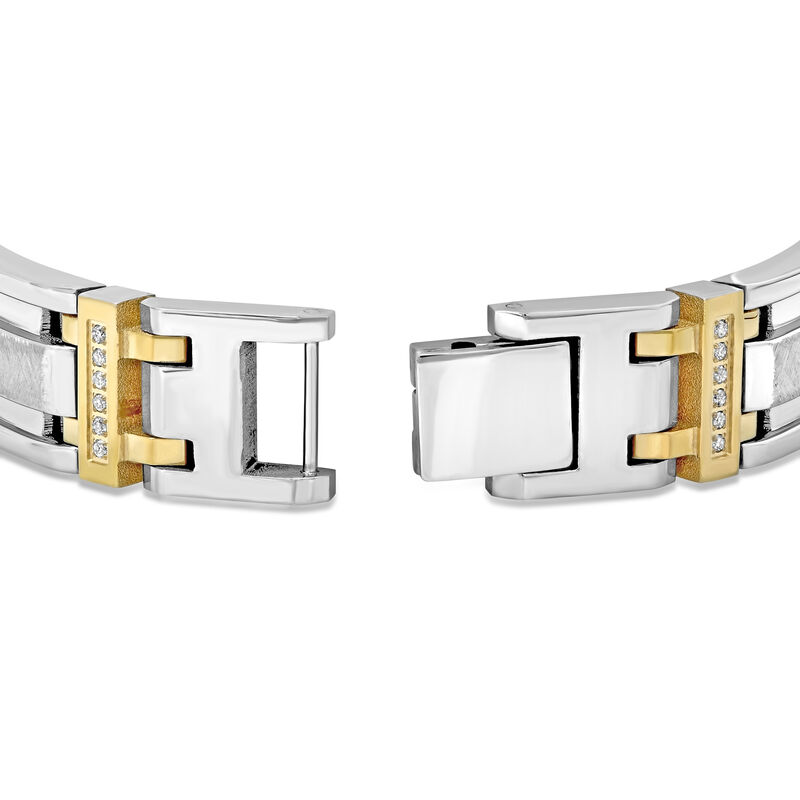 Diamond Link Bracelet in Stainless Steel and Yellow Ion-Plated Stainless Steel, 8.5&quot; &#40;3/8 ct. tw.&#41;