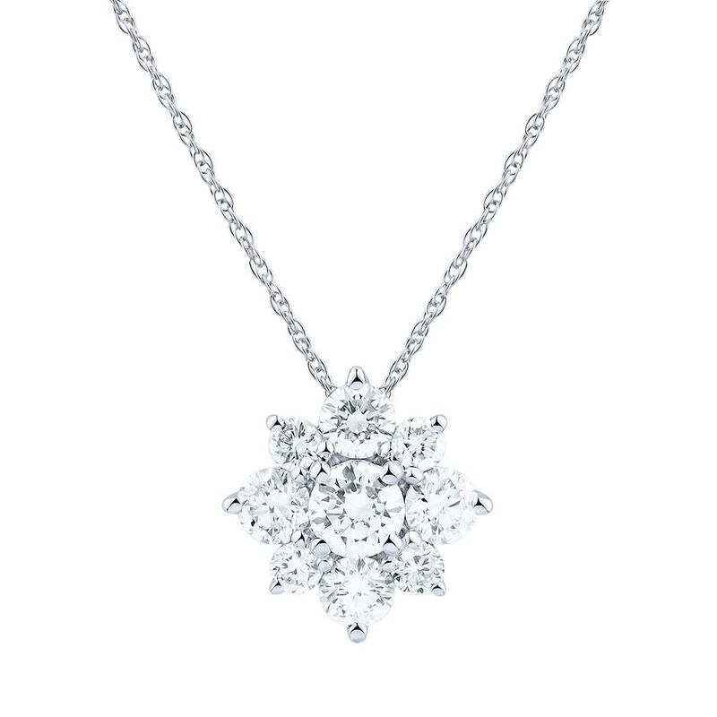 Lab Grown Diamond Flower Pendant in 14K White Gold &#40;5/8 ct. tw.&#41;