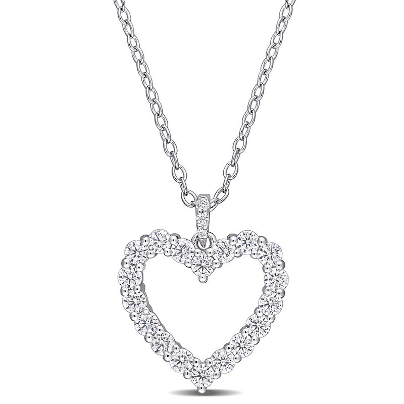 Moissanite Heart Pendant in Sterling Silver &#40;3/5 ct. tw.&#41;