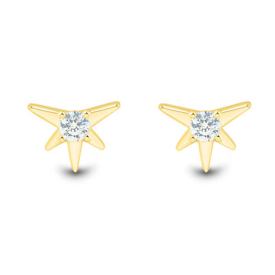 Lab Grown Diamond Starburst Stud Earrings in 10K Yellow Gold (1/10 ct. tw.)