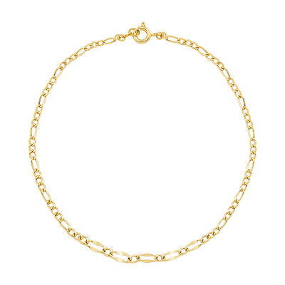 Figaro Anklet in 14K Yellow Gold, 9”
