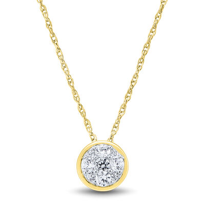 Lab Grown Diamond Necklace with Bezel Setting in 10K Yellow Gold (1/3 ct. tw.)