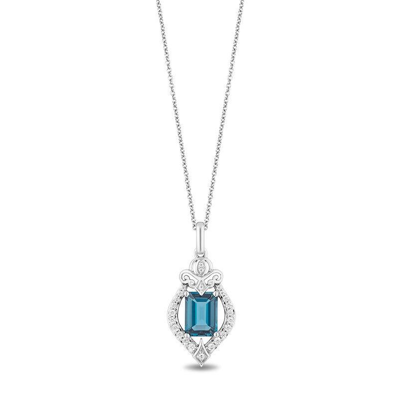 Diamond &amp; London Blue Topaz &quot;Cinderella&quot; Shield Pendant in Sterling Silver &#40;1/5 ct. tw.&#41;