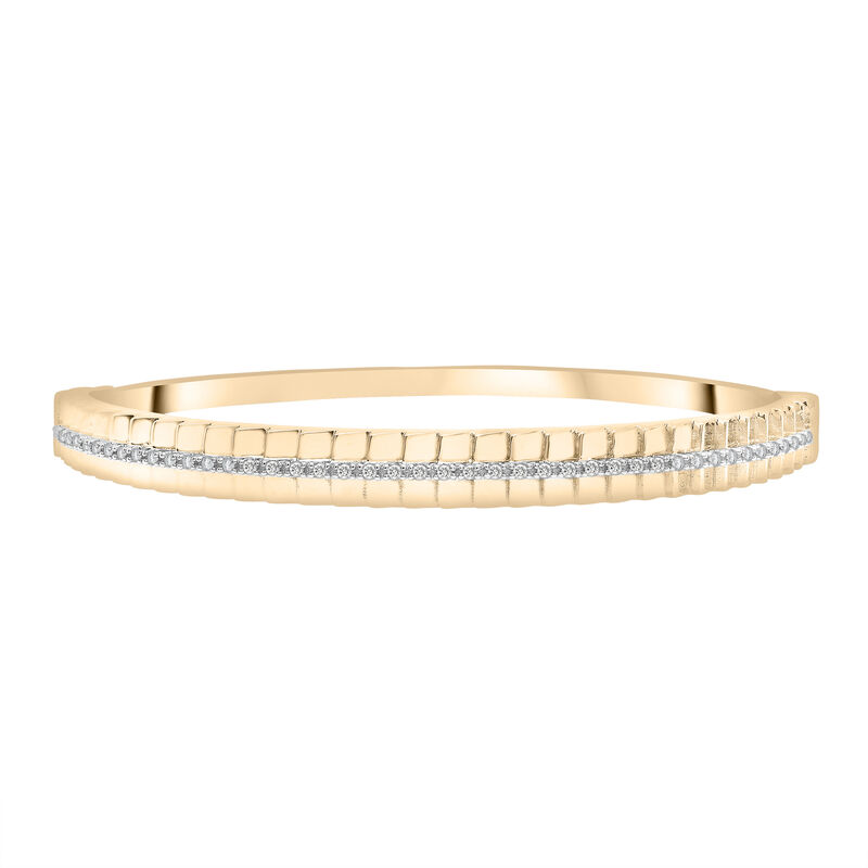 Diamond Ribbed Bangle Bracelet in Vermeil 7&quot; &#40;1/3 ct. tw.&#41;,