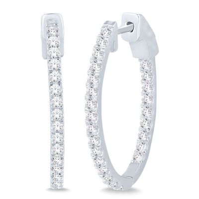 Inside-Out Diamond Hoop Earrings in 14K White Gold (1 ct. tw.)