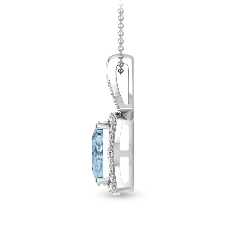 Aquamarine &amp; Diamond Pendant in 10K White Gold &#40;1/5 ct. tw.&#41;