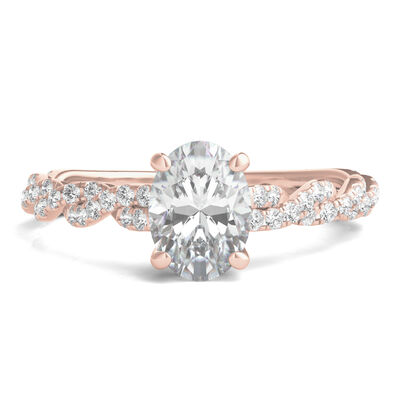 Oval-Shaped Diamond Twist Engagement Ring in 14K Rose Gold (1 1/4 ct. tw.)