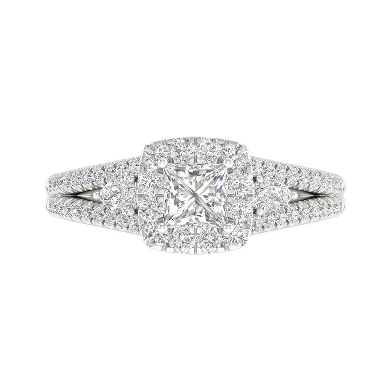 Diamond Halo Princess-Cut Engagement Ring in 14K White Gold &#40;1 ct. tw.&#41; 