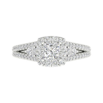 Diamond Halo Princess-Cut Engagement Ring in 14K White Gold (1 ct. tw.) 