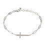 Cross Bracelet with Paperclip Chain in Sterling Silver