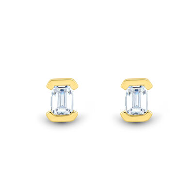 Lab Grown Diamond Emerald-Cut Solitaire Stud Earrings in Vermeil (1/4 ct. tw.)