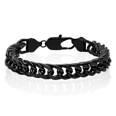 Curb Link Bracelet in Black Ion-Plated Stainless Steel, 8.5”