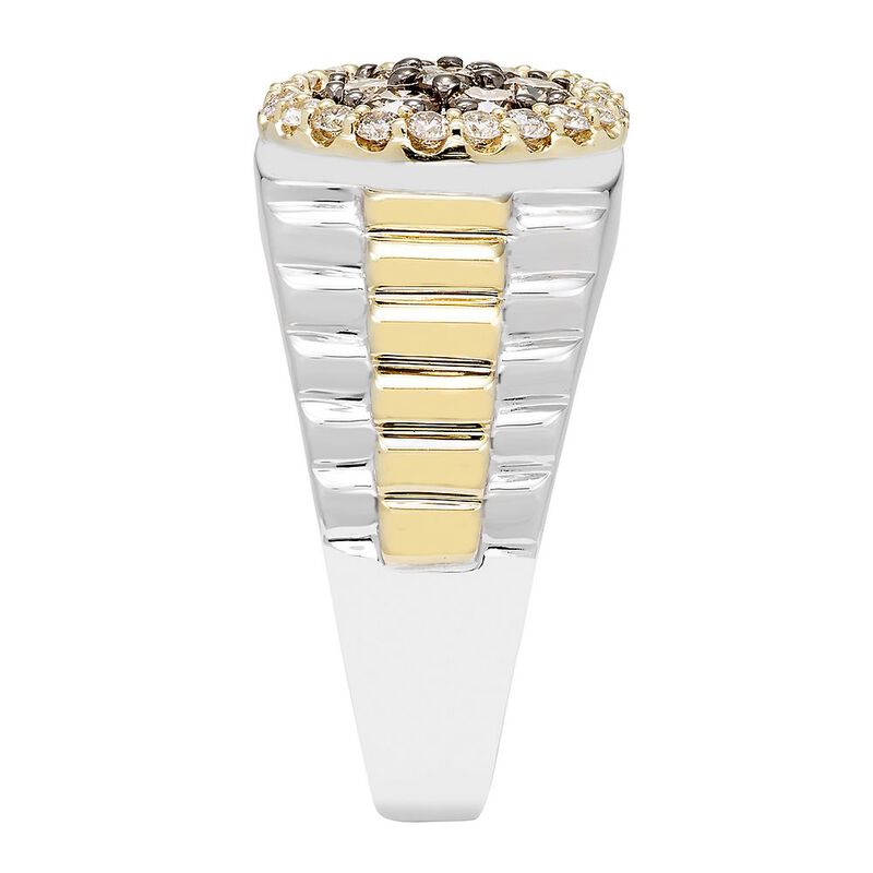 Men&#39;s 1 ct. tw. Champagne &amp; White Diamond Ring in 10K White &amp; Yellow Gold