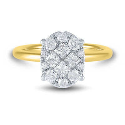Oval Multi-Diamond Engagement Ring in 10K Yellow Gold (1 ct. tw.)