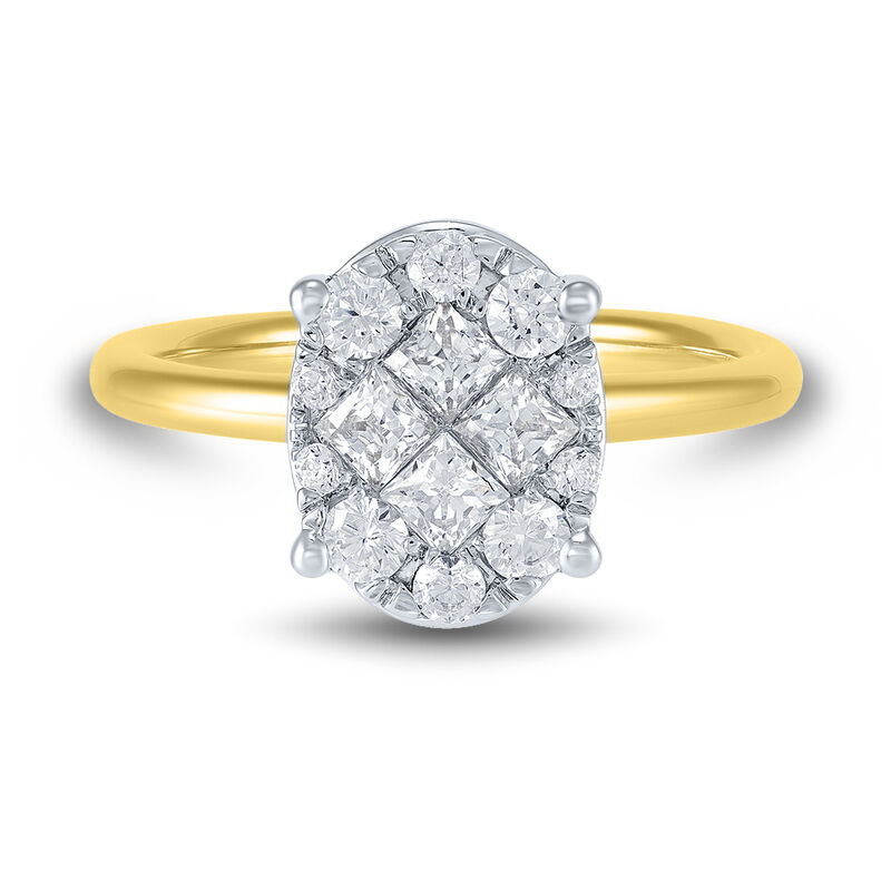 Oval Multi-Diamond Engagement Ring in 10K Yellow Gold &#40;1 ct. tw.&#41;
