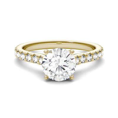 Hearts & Arrows Moissanite Ring in 14K Yellow Gold (1 7/8 ct. tw.)
