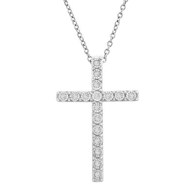 Diamond Cross Pendant in Sterling Silver (1/10 ct. tw.)