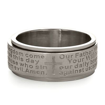 Engravable Spinner Ring with “The Lord's Prayer” in Stainless Steel, 8.5mm