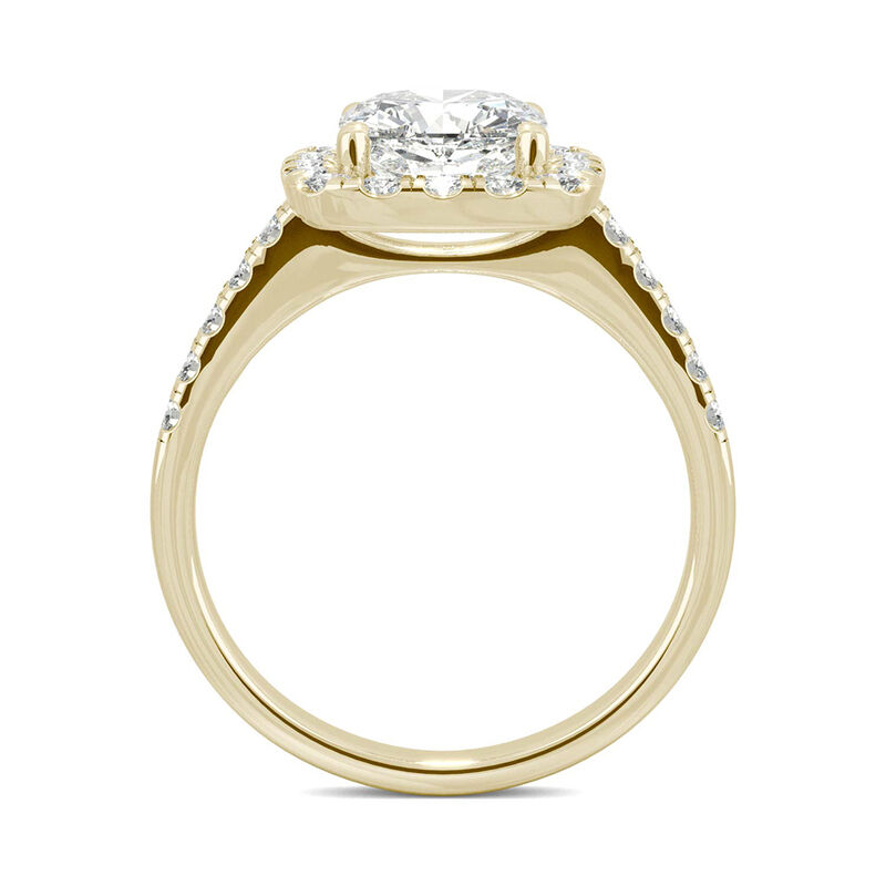 Moissanite Cushion-Cut Halo Ring in 14K Yellow Gold &#40;2 5/8 ct. tw.&#41;