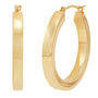 Polished Round Square Tube Hoop Earrings in 14K Yellow Gold, 25MM