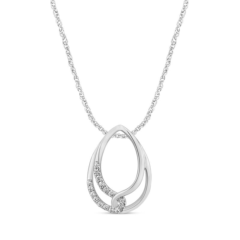 Lab Grown Diamond Pear-Shaped Pendant in 10K White Gold &#40;1/10 ct. tw.&#41;