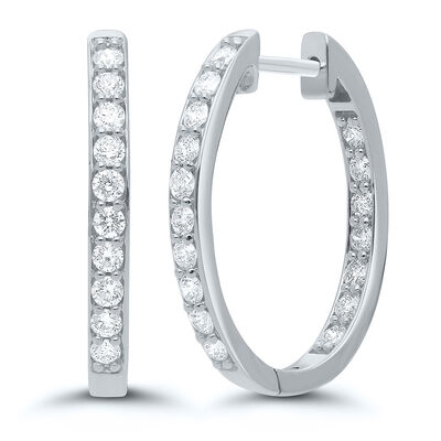3/4 ct. tw. Diamond Inside-Out Hoop Earrings in 14K White Gold