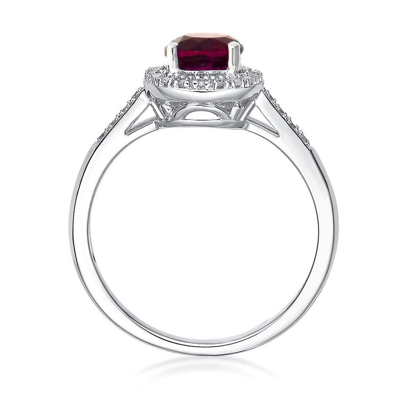 Lab Created Ruby &amp; 1/8 ct. tw. Diamond Ring in Sterling Silver