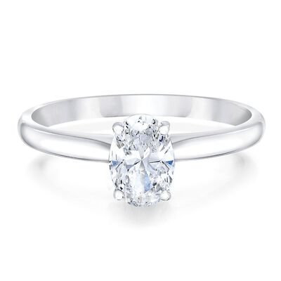 Oval Solitaire Diamond Engagement Ring in 14K White Gold (3/4 ct.)