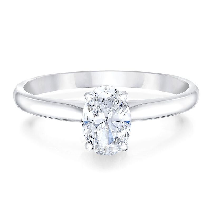 Oval Solitaire Diamond Engagement Ring in 14K White Gold &#40;3/4 ct.&#41;