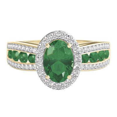Emerald & 1/4 ct. tw. Diamond Ring in 10K Yellow Gold