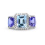 Aquamarine and Tanzanite Ring with Diamonds in 14K White Gold &#40;1/3 ct. tw.&#41;