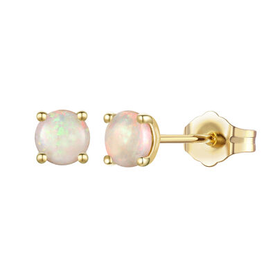 Opal Stud Earrings in 14K Yellow Gold