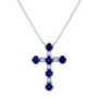 Sapphire &amp; Diamond Cross Pendant in 10K White Gold