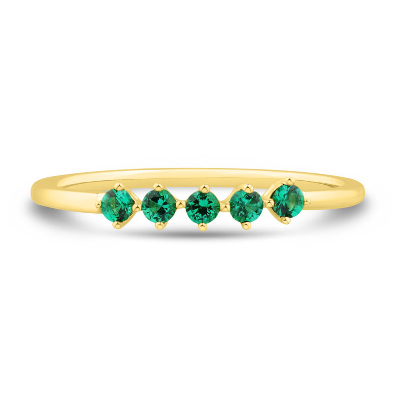 Lab-Created Gemstone Five-Stone Band in 10K Yellow Gold