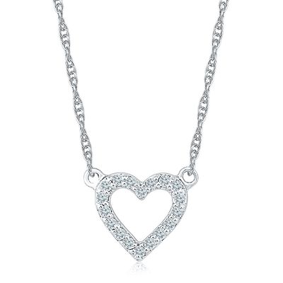 1/10 ct. tw. Diamond Heart Necklace in 10K White Gold