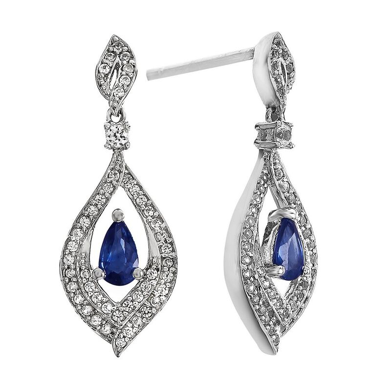 Sapphire &amp; 1/3 ct. tw. Diamond Earrings in 10K White Gold
